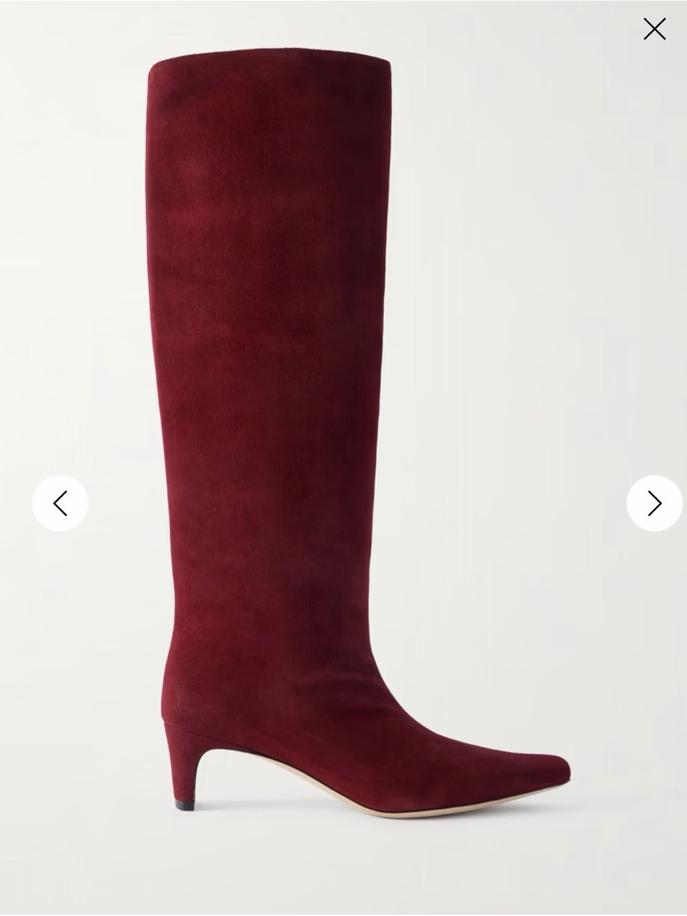STAUD Over-the-Knee Suede Boots in Burgundy